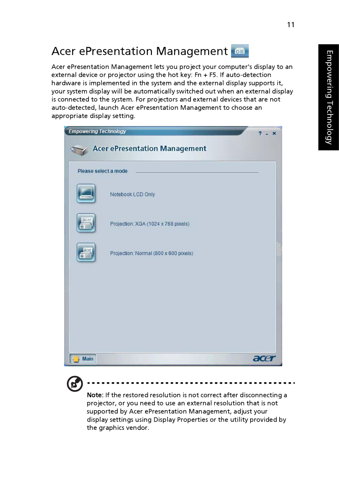 Acer 2450 manual Acer ePresentation Management 