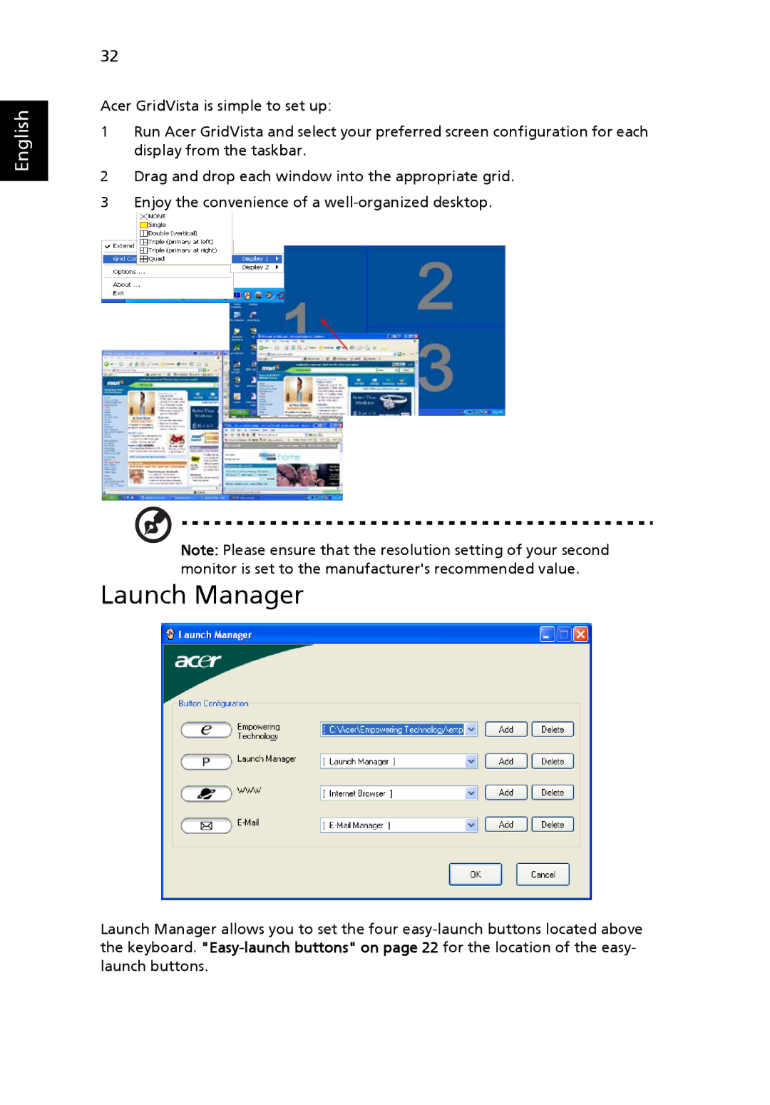 Acer 2450 manual Launch Manager 