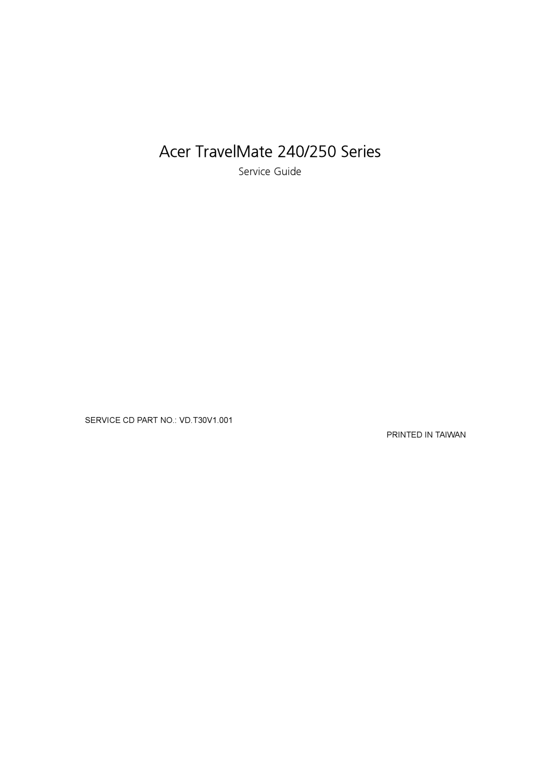 Acer manual Acer TravelMate 240/250 Series 