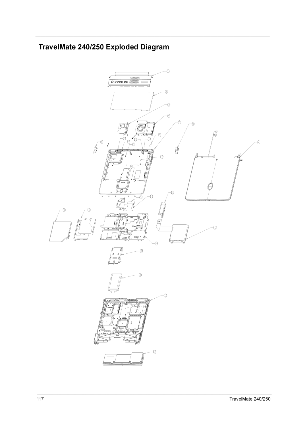 Acer manual TravelMate 240/250 Exploded Diagram 