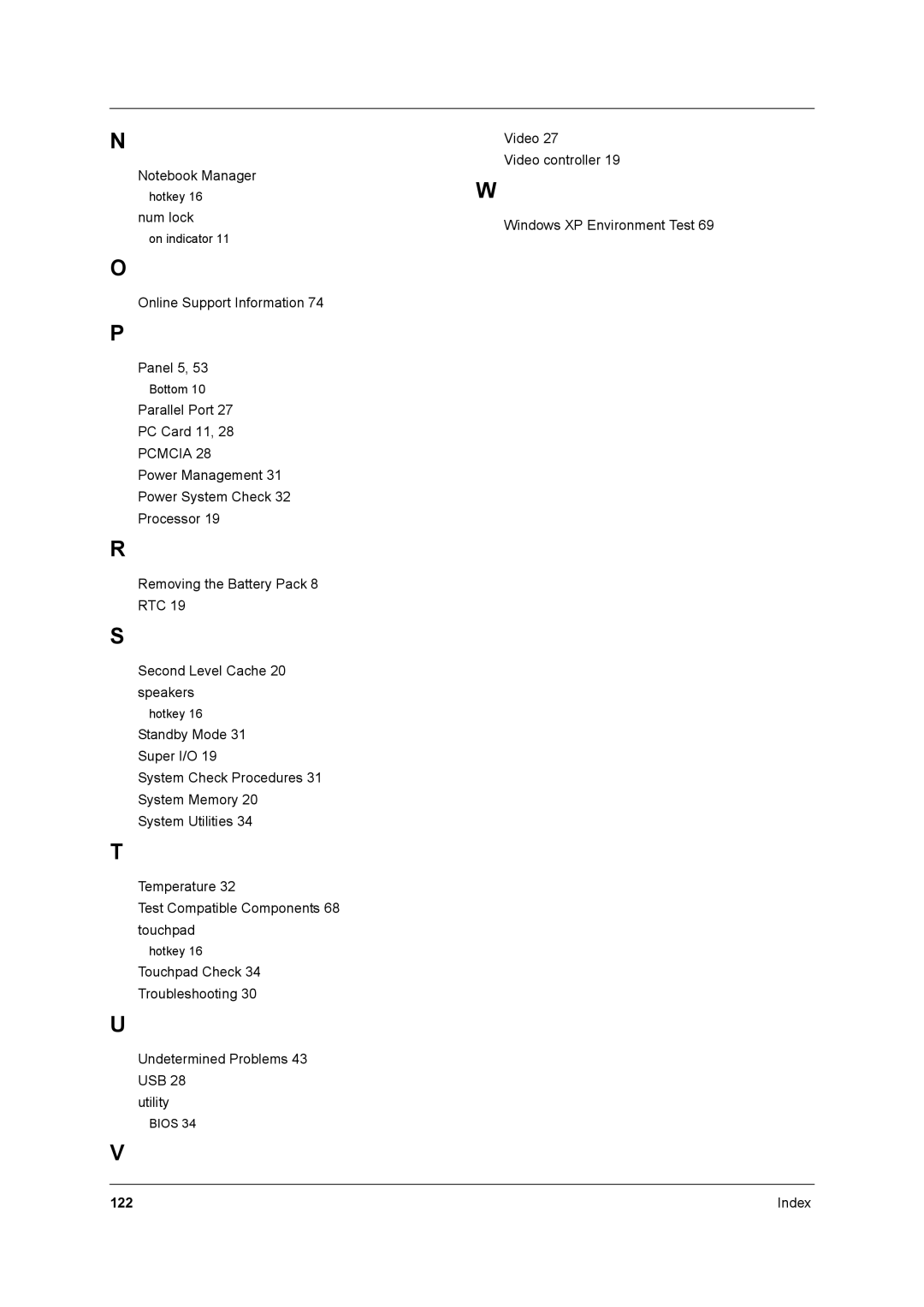 Acer 2500 manual Index, Bios, 122 