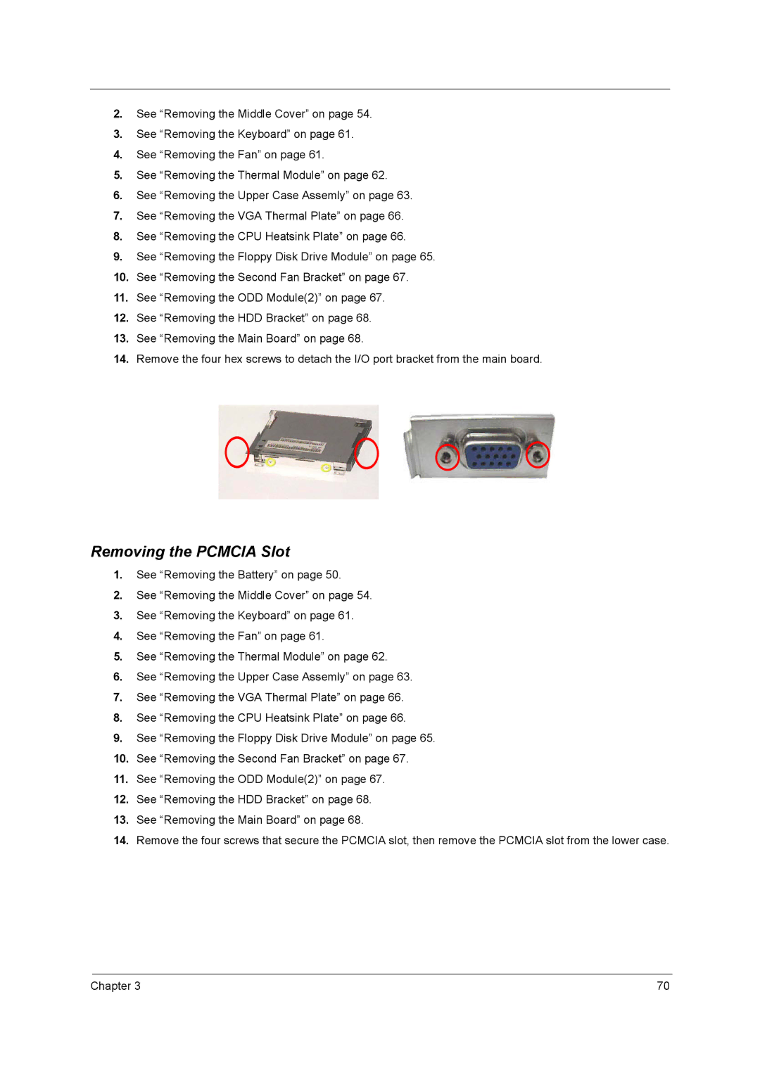 Acer 2500 manual Removing the Pcmcia Slot 