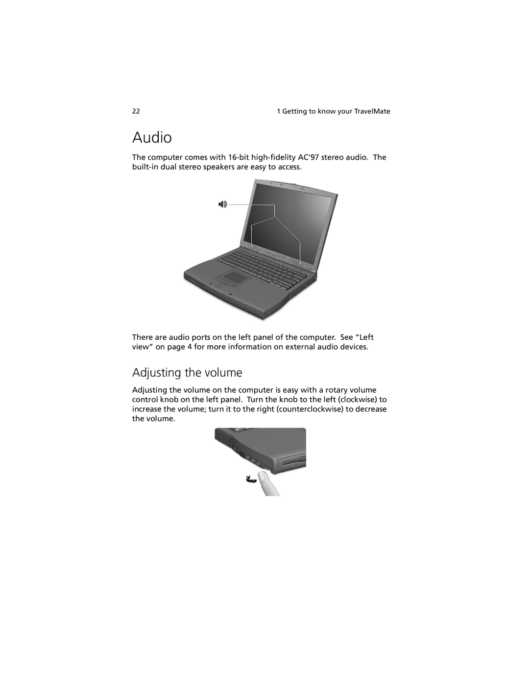 Acer 260 series manual Audio, Adjusting the volume 