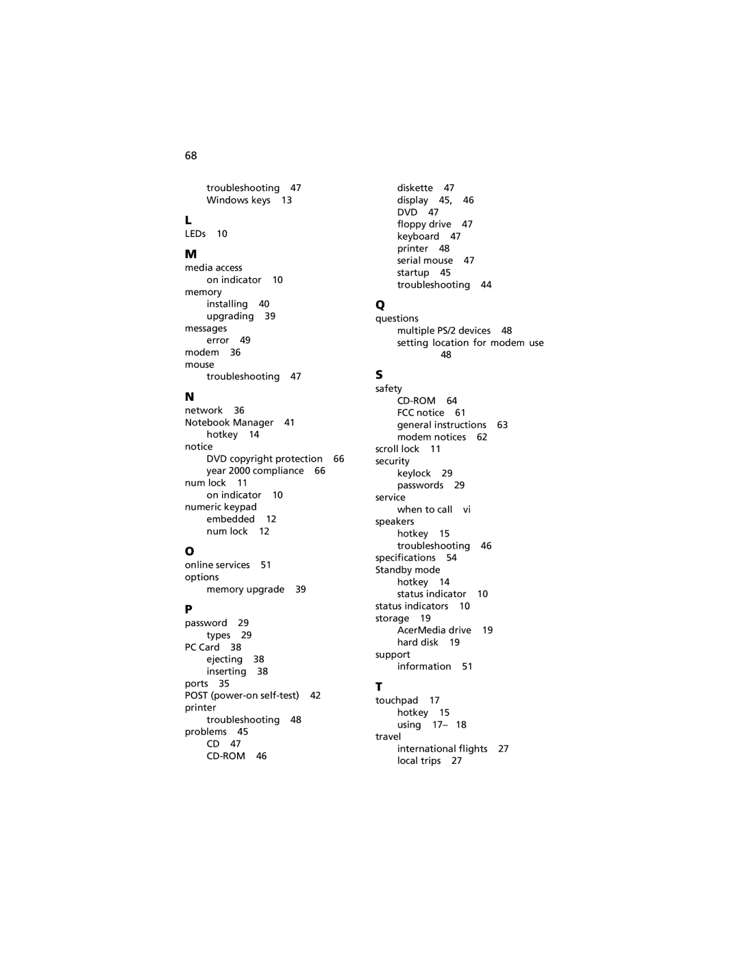 Acer 260 series manual Types 