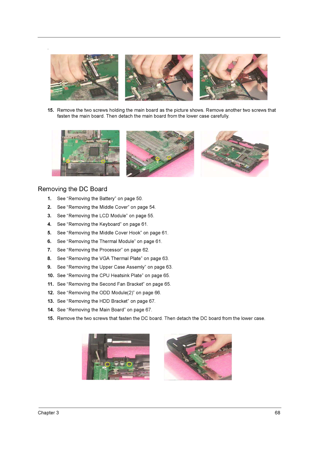 Acer 2600 manual Removing the DC Board 