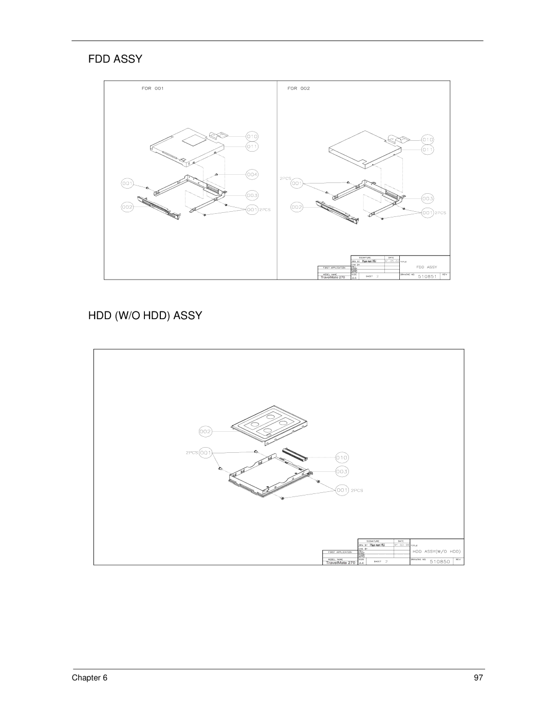 Acer 270 manual FDD Assy 