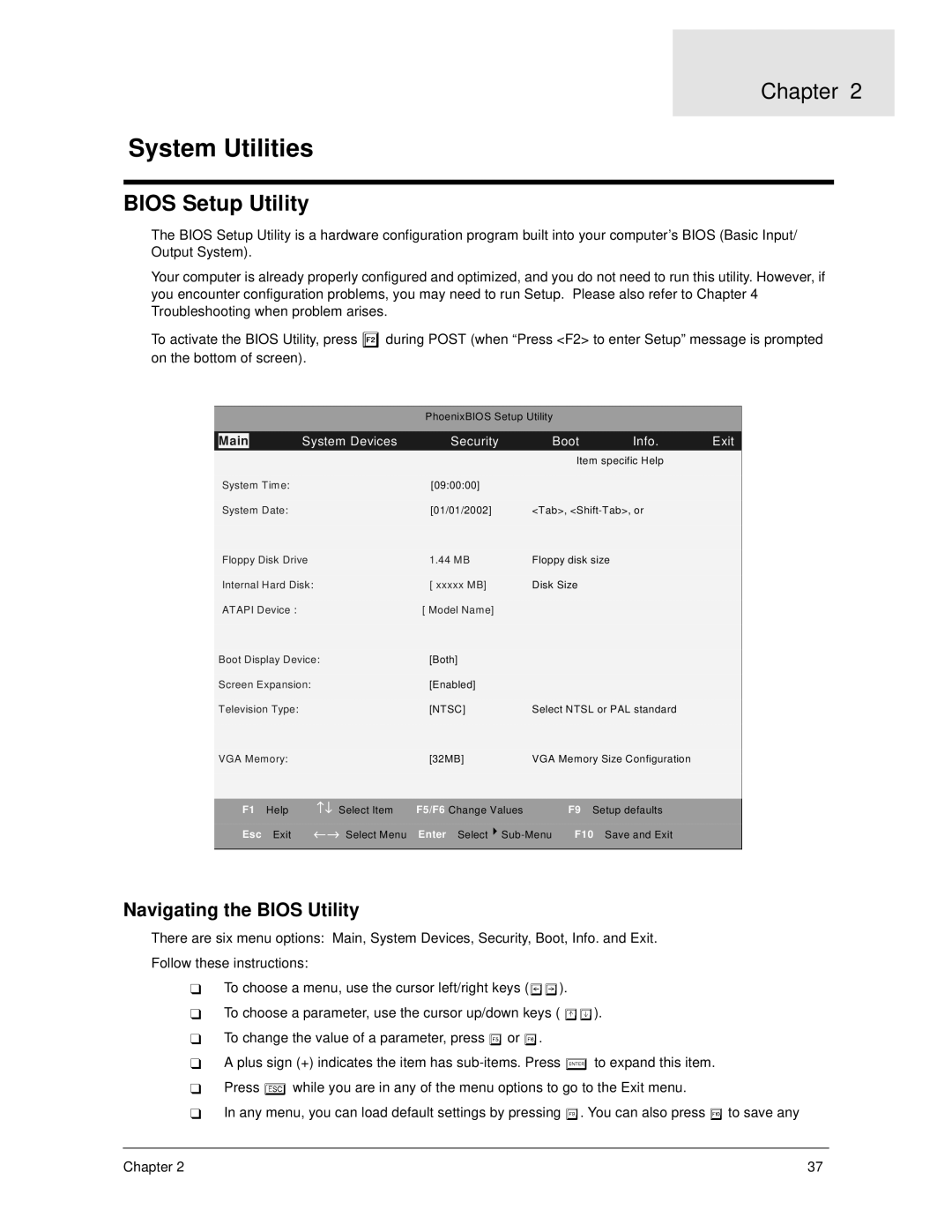 Acer 270 manual System Utilities, Bios Setup Utility 