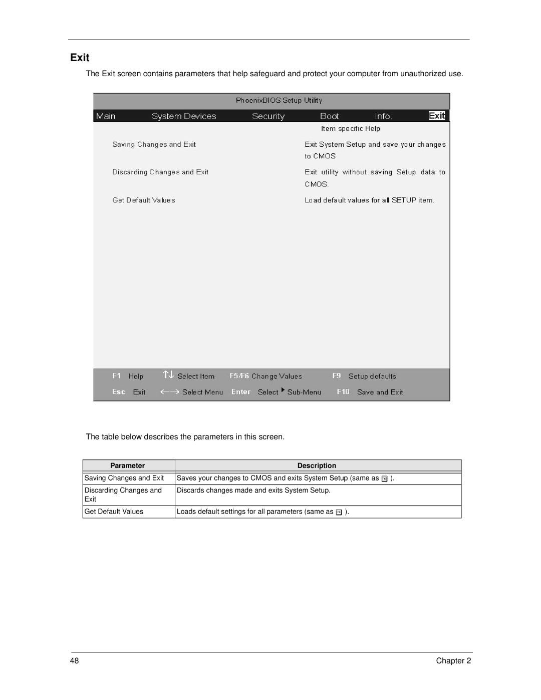 Acer 270 manual Exit 