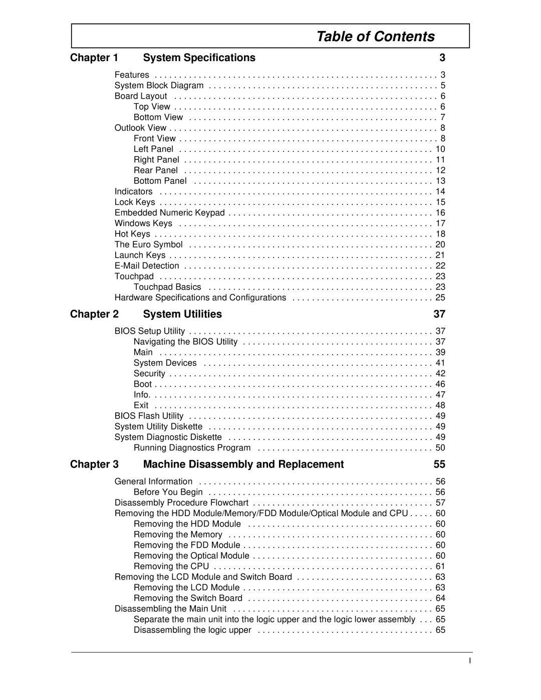 Acer 270 manual Table of Contents 