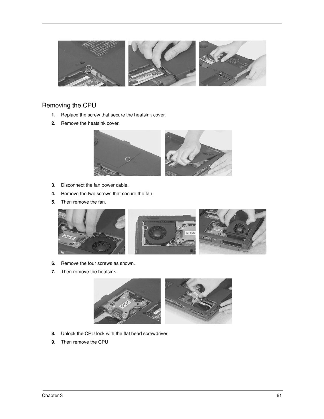 Acer 270 manual Removing the CPU 