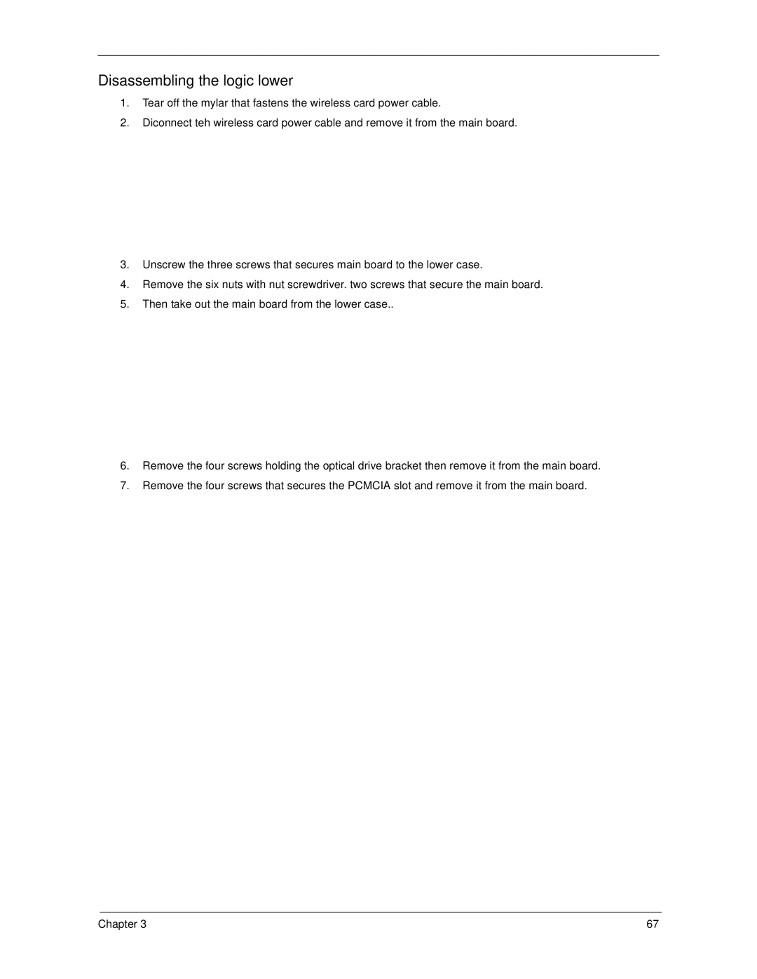 Acer 270 manual Disassembling the logic lower 