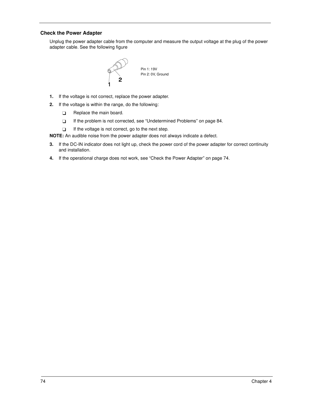 Acer 270 manual Check the Power Adapter 