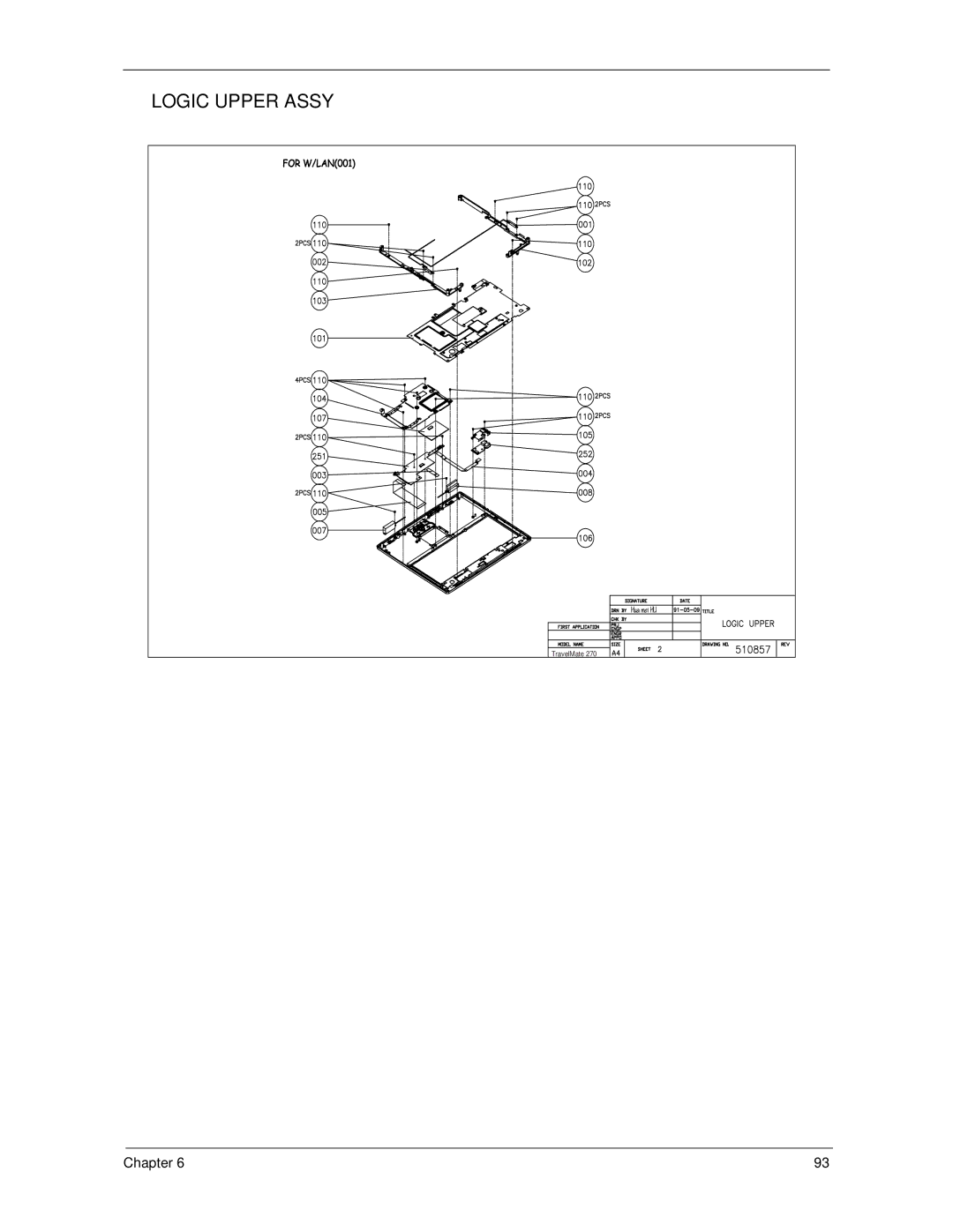 Acer 270 manual Logic Upper Assy 