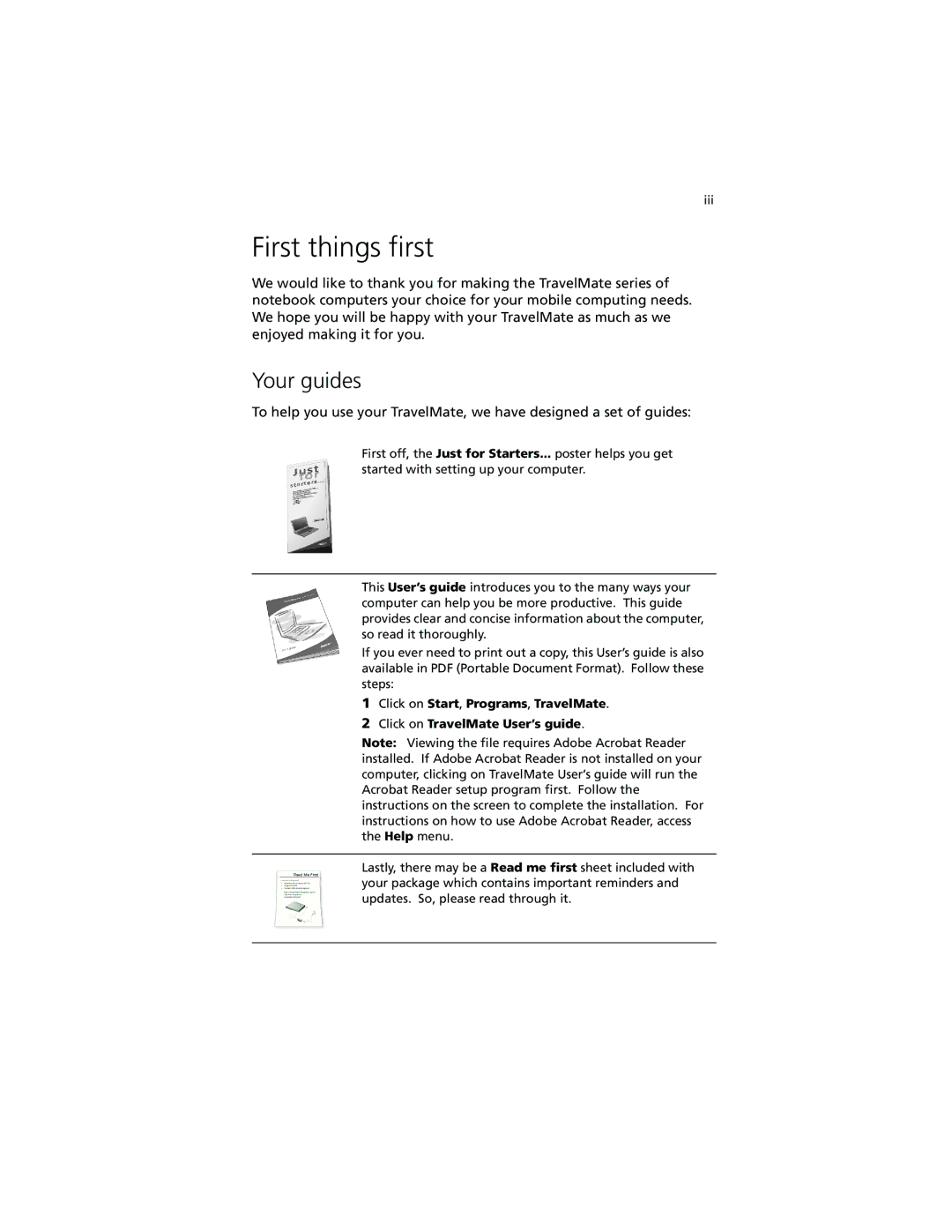 Acer 230 Series, 280 Series manual First things first, Your guides 