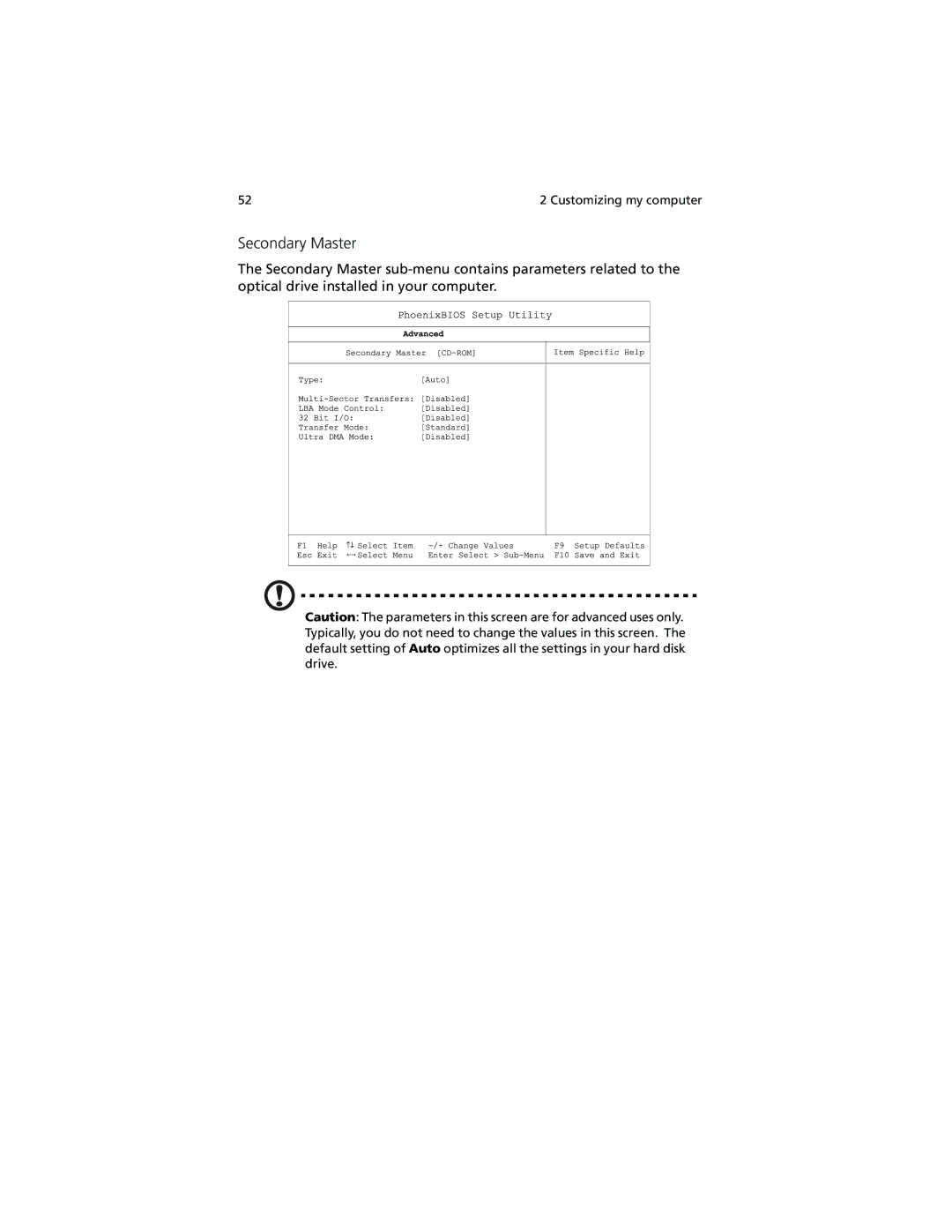 Acer 280 Series, 230 Series manual Secondary Master 