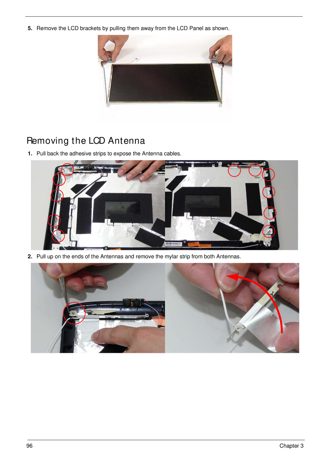 Acer 2930 manual Removing the LCD Antenna 