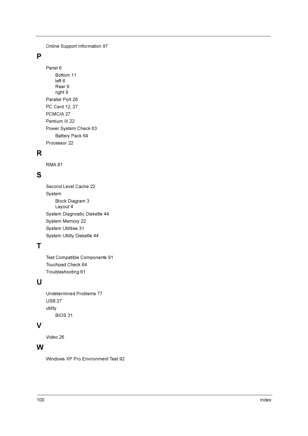 Acer 3000 series manual Index 