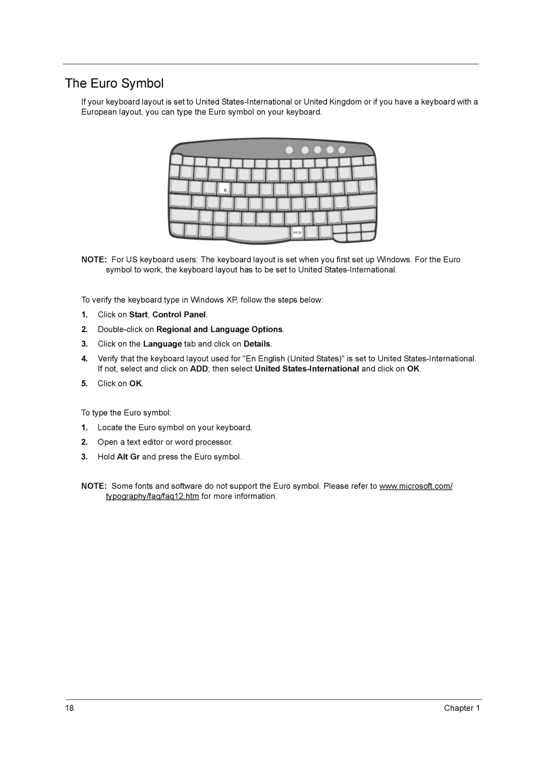 Acer 3000 series manual Euro Symbol, Click on the Language tab and click on Details 