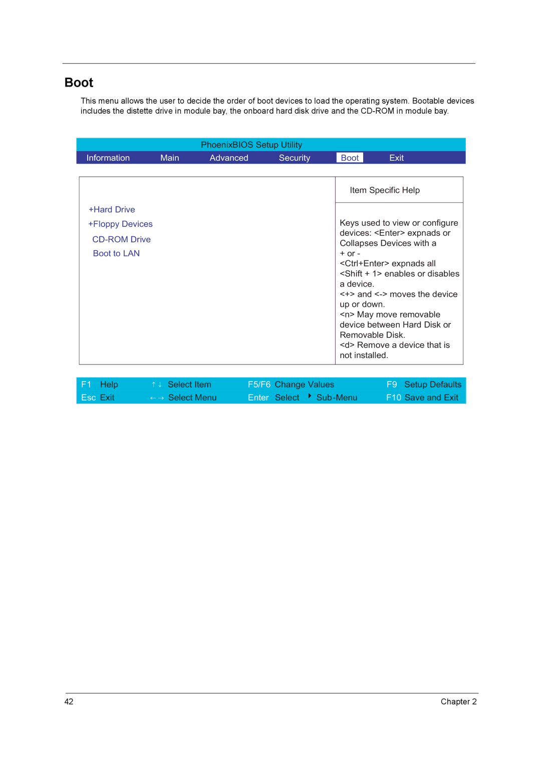 Acer 3000 series manual Boot, Exit 