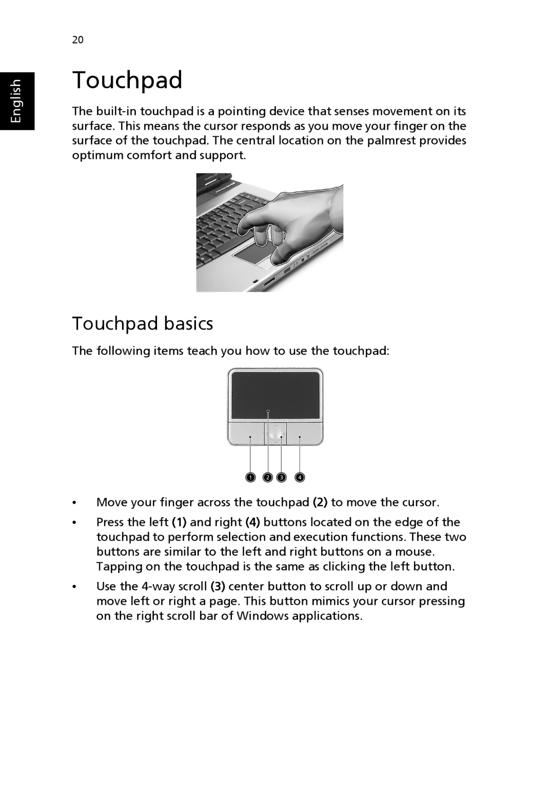 Acer 3000 series manual Touchpad basics 