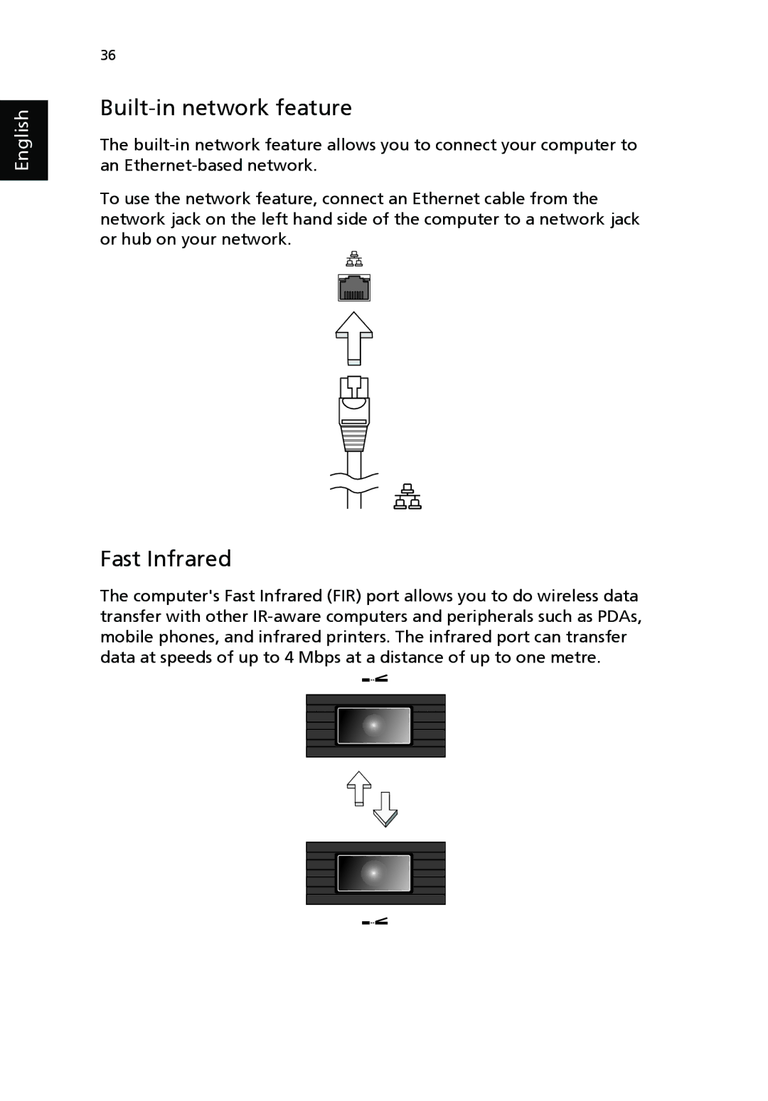 Acer 3000 manual Built-in network feature, Fast Infrared 