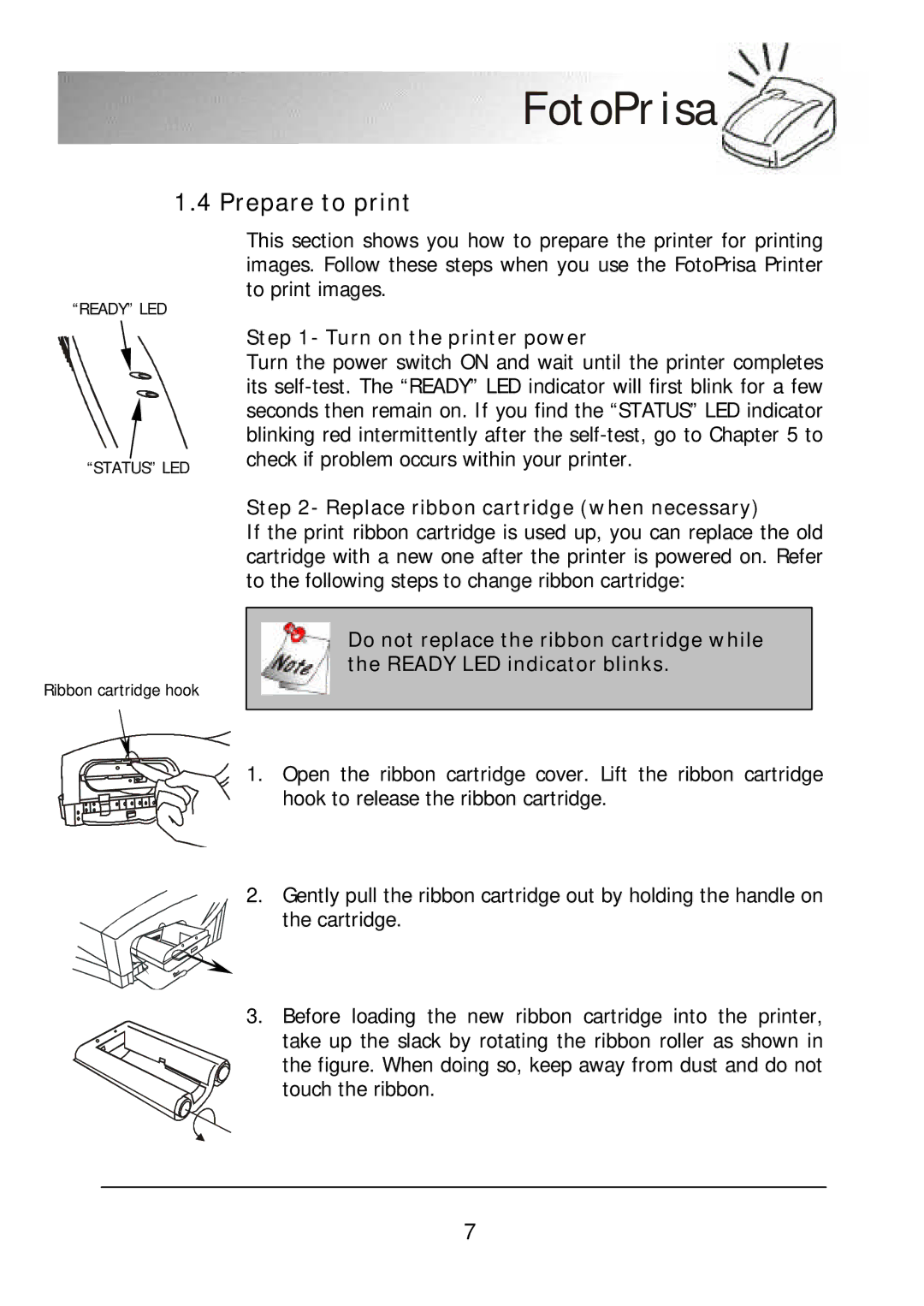 Acer 300P user manual Prepare to print, Turn on the printer power, Replace ribbon cartridge when necessary 