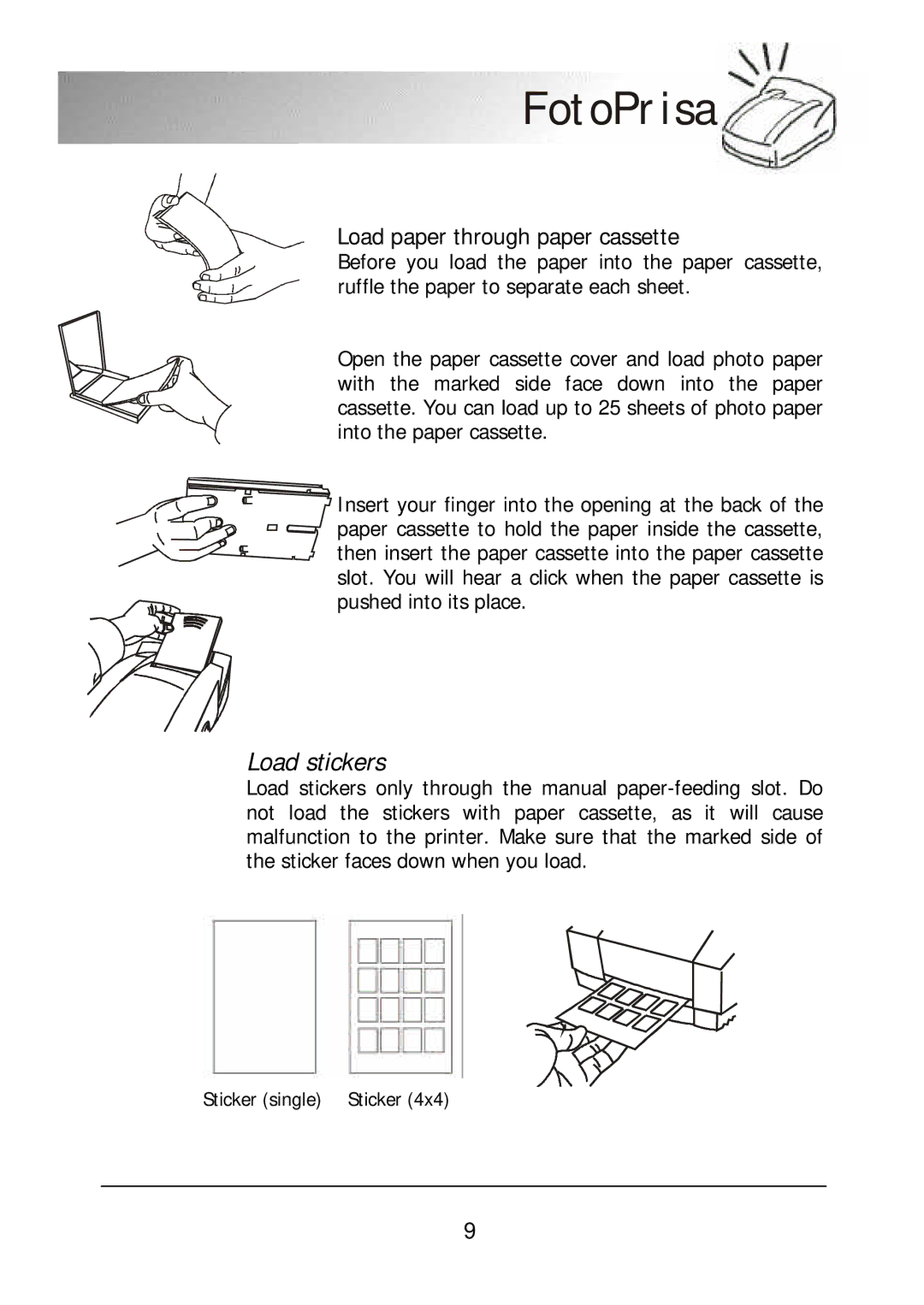 Acer 300P user manual Load stickers 