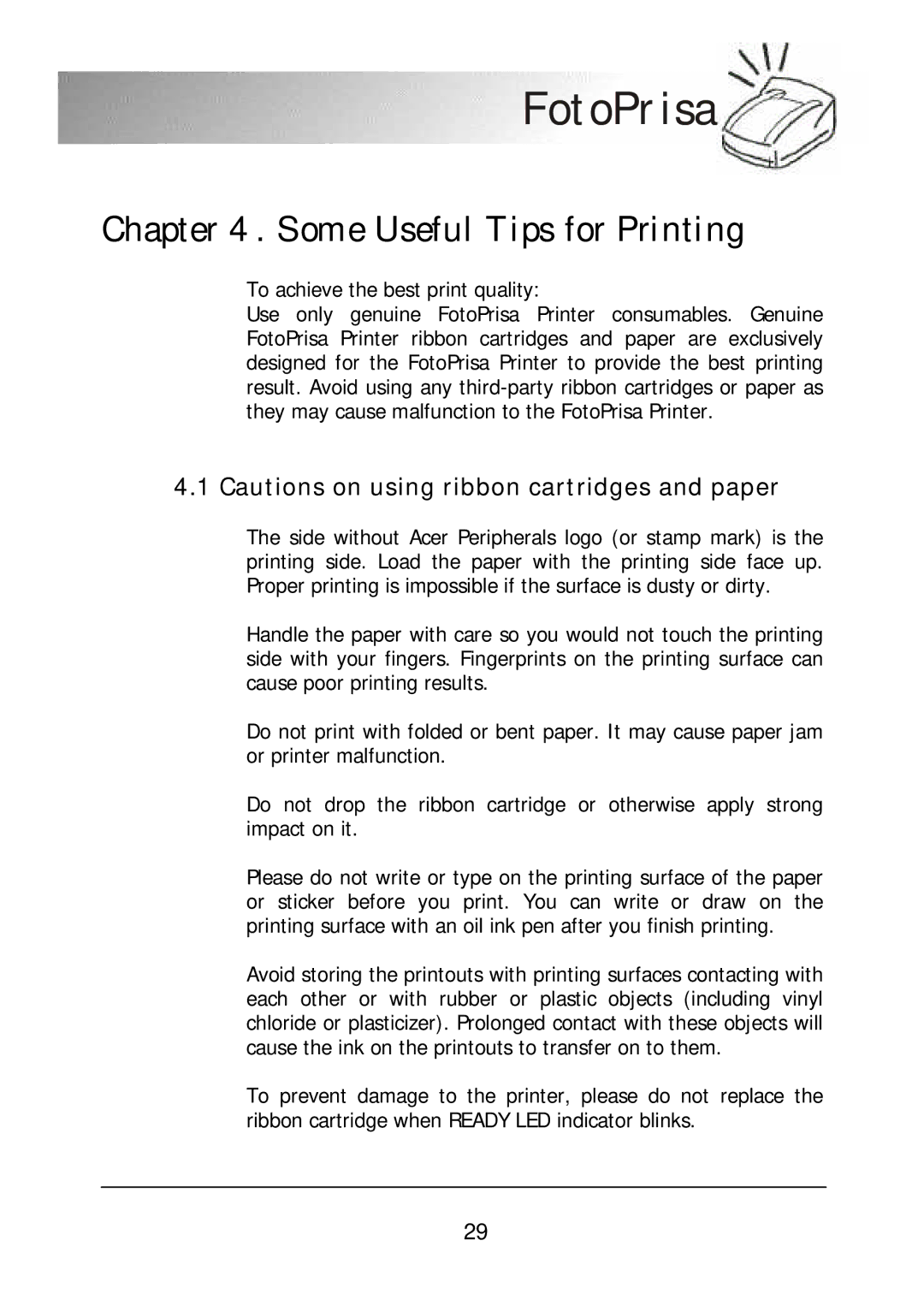 Acer 300P user manual Some Useful Tips for Printing 