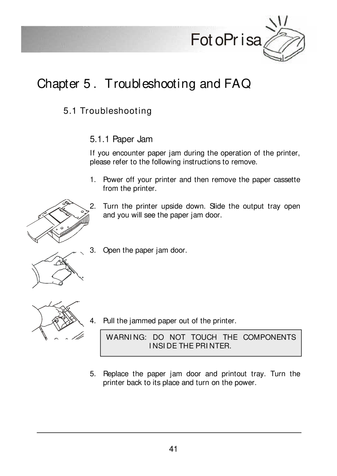 Acer 300P user manual Troubleshooting, Paper Jam 