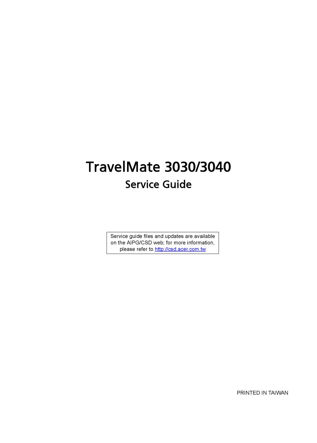 Acer manual TravelMate 3030/3040 