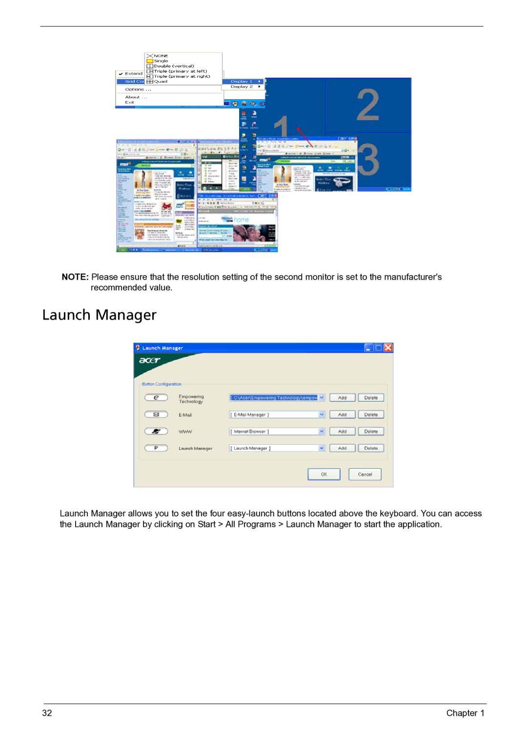 Acer 3050 manual Launch Manager 