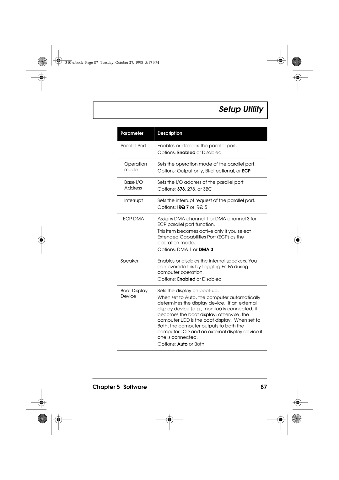 Acer 310 manual Ecp Dma 