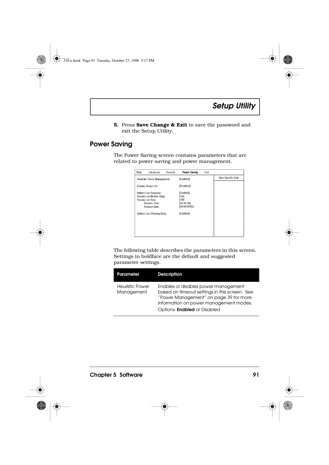 Acer 310 manual Power Saving 