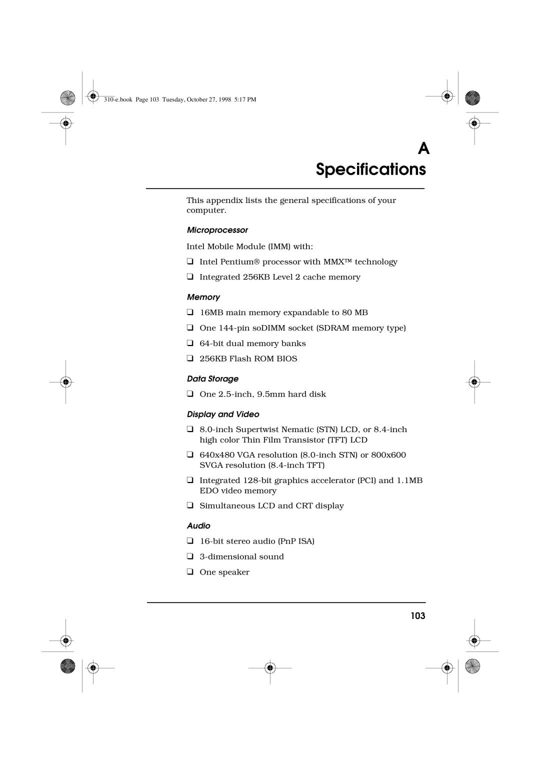 Acer 310 manual 103 