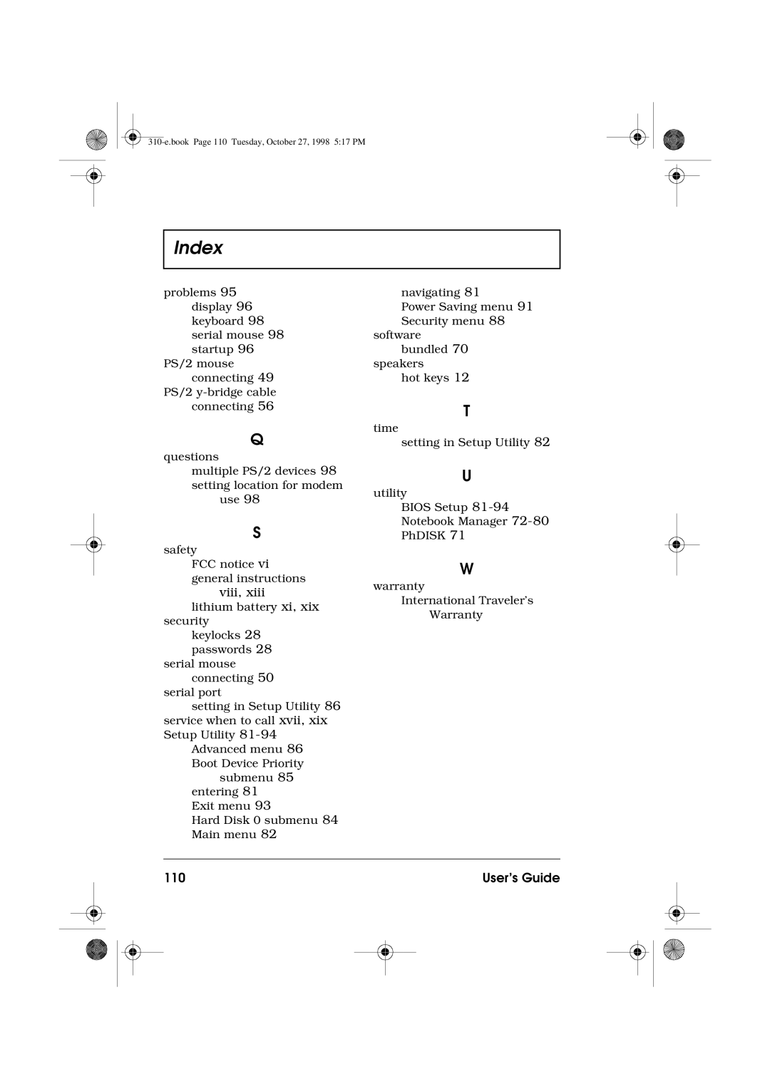 Acer 310 manual Viii, User’s Guide 