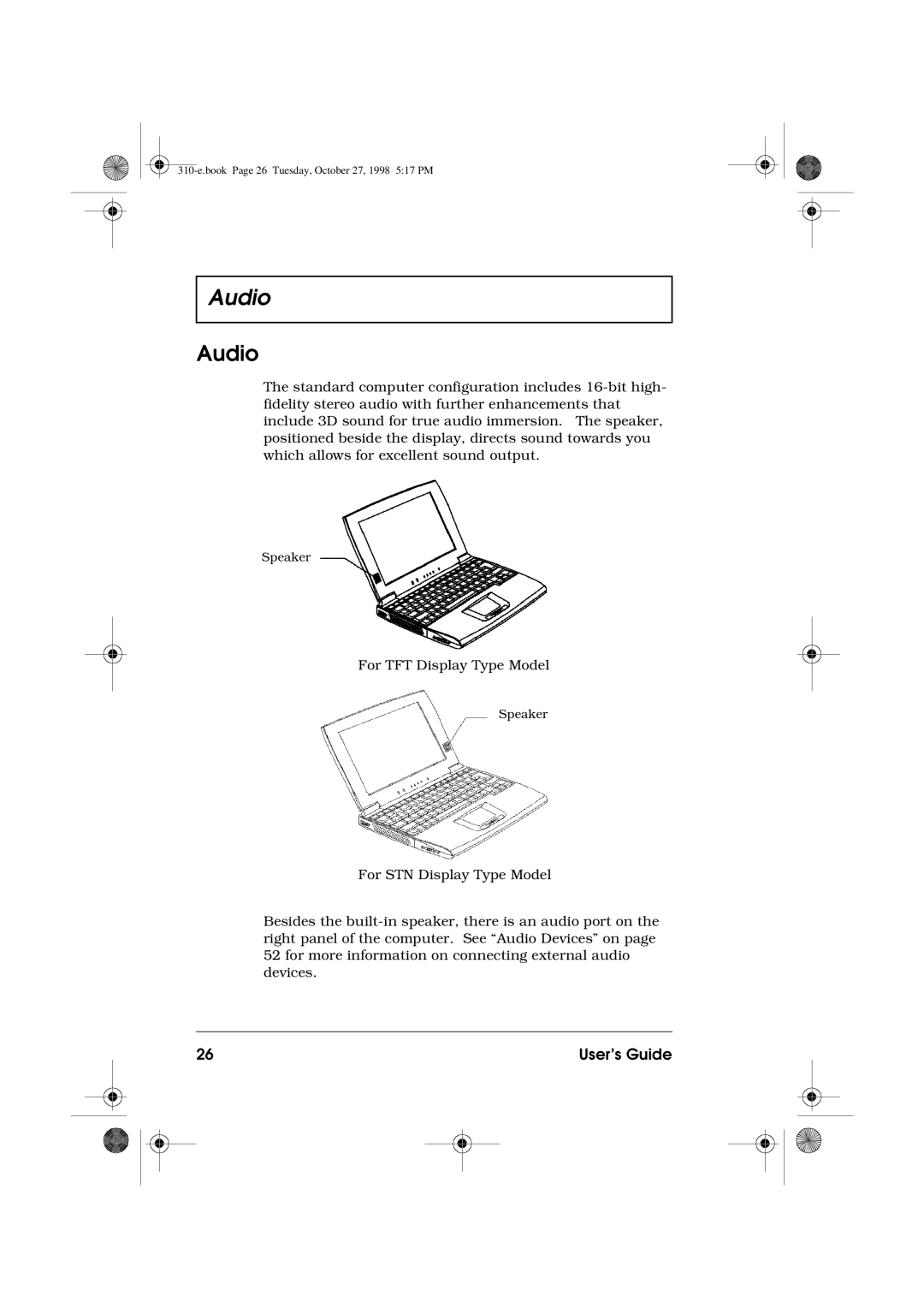 Acer 310 manual Audio 