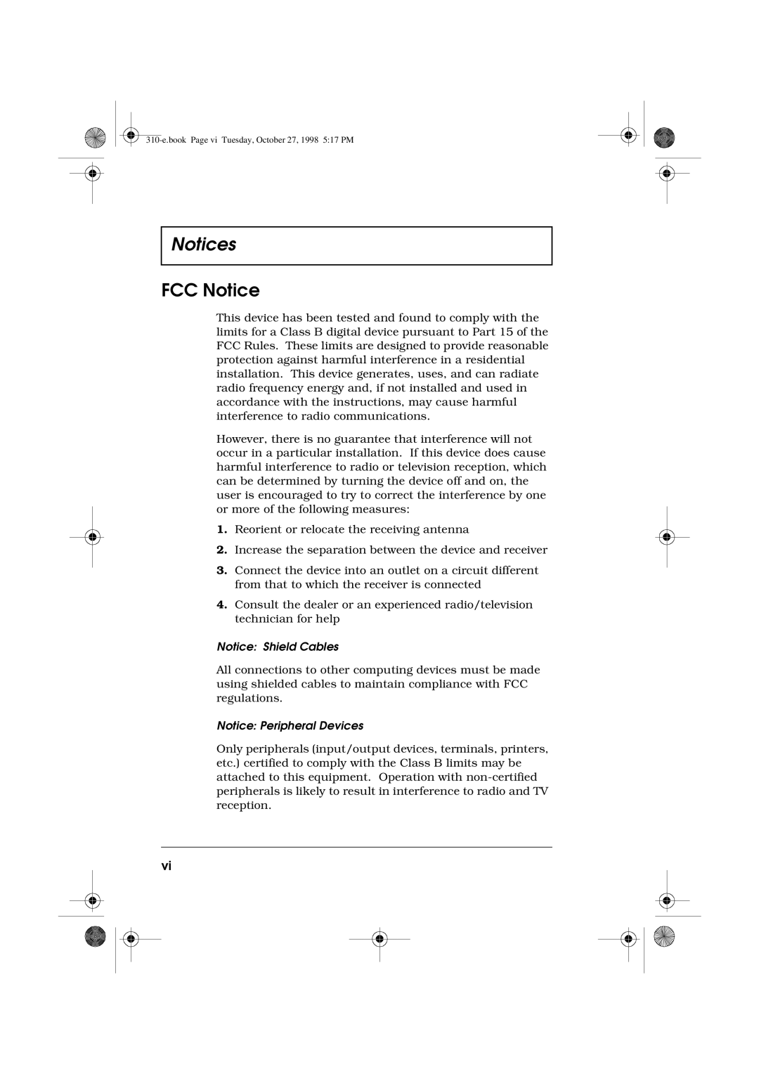 Acer 310 manual FCC Notice 