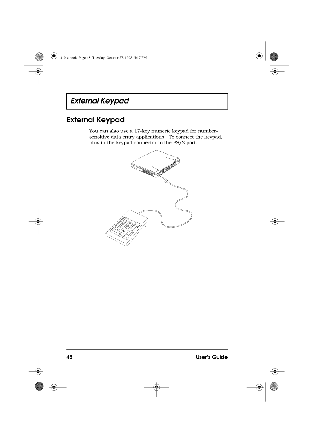 Acer 310 manual External Keypad 