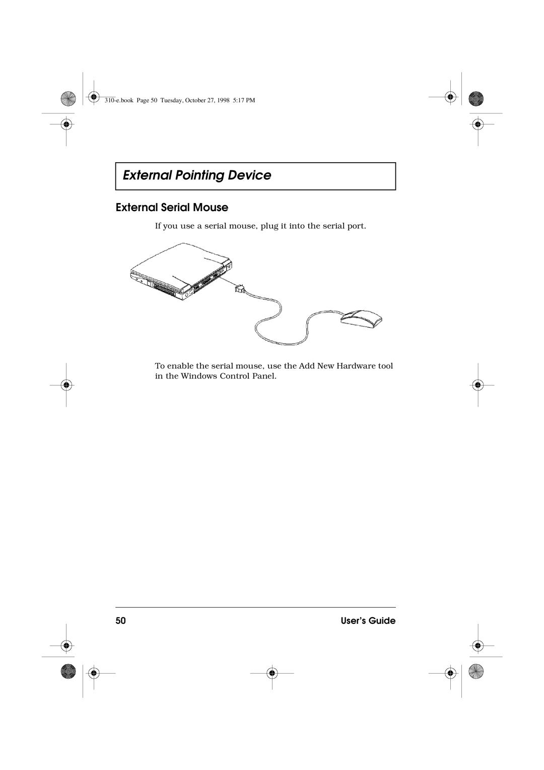 Acer 310 manual External Serial Mouse 