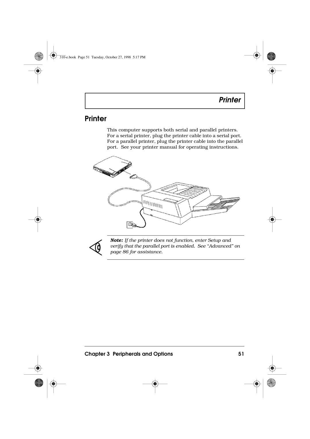 Acer 310 manual Printer 