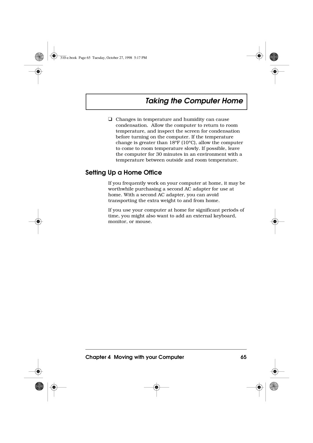 Acer 310 manual Setting Up a Home Office 