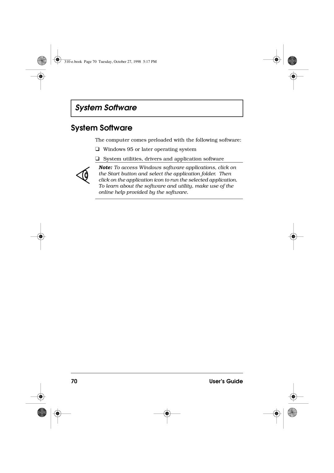 Acer 310 manual System Software 