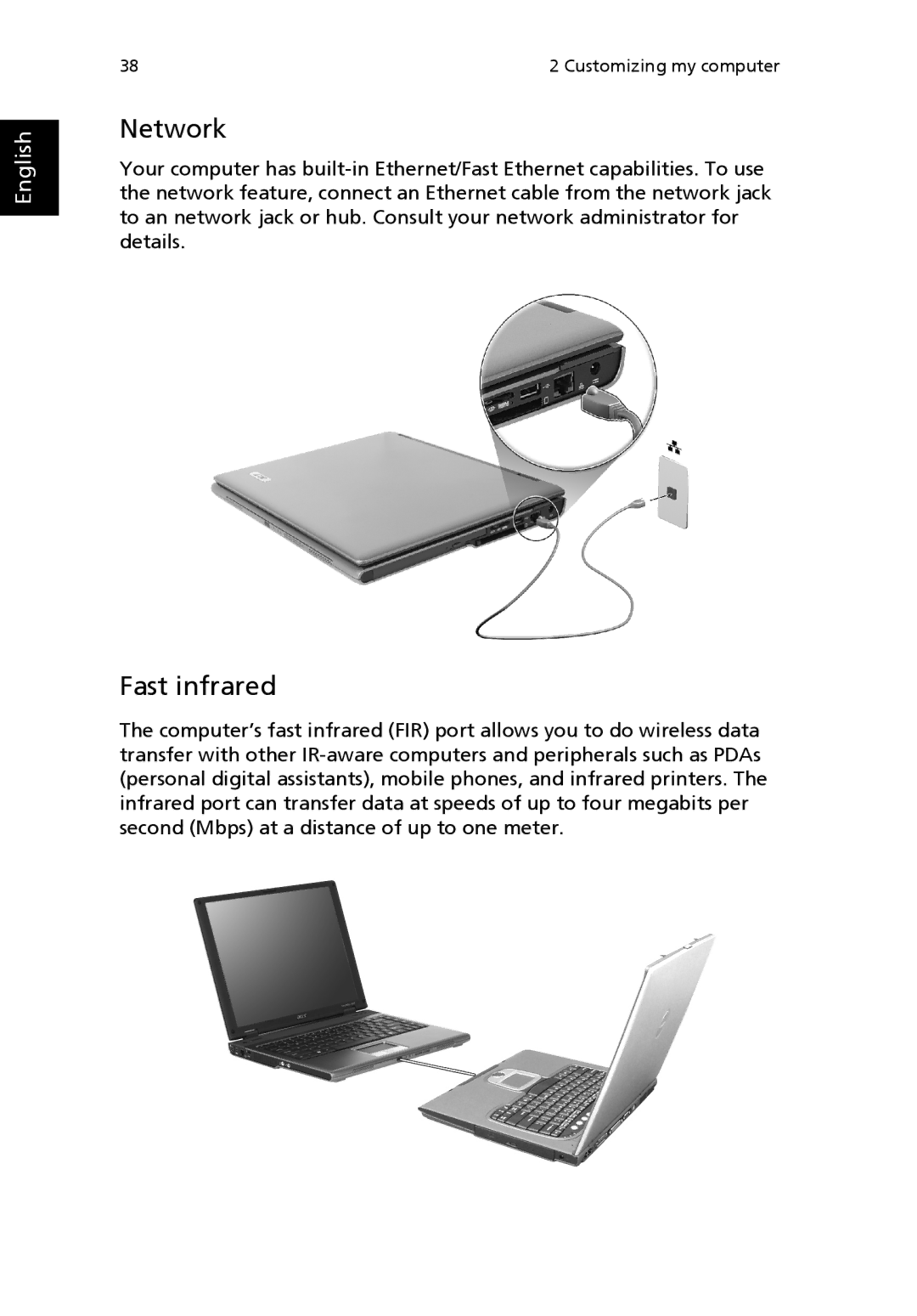 Acer 3200 Series manual Network, Fast infrared 