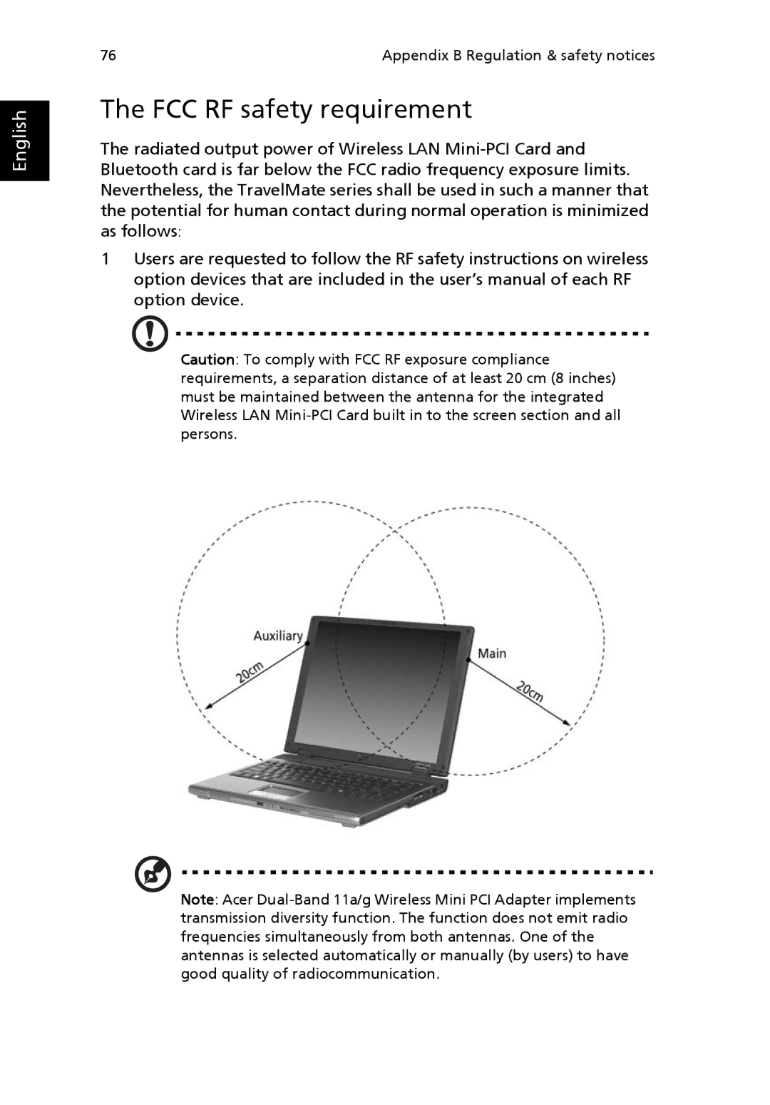 Acer 3200 Series manual FCC RF safety requirement 