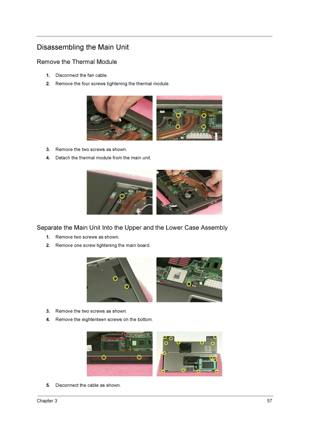 Acer 3200 Series manual Disassembling the Main Unit 