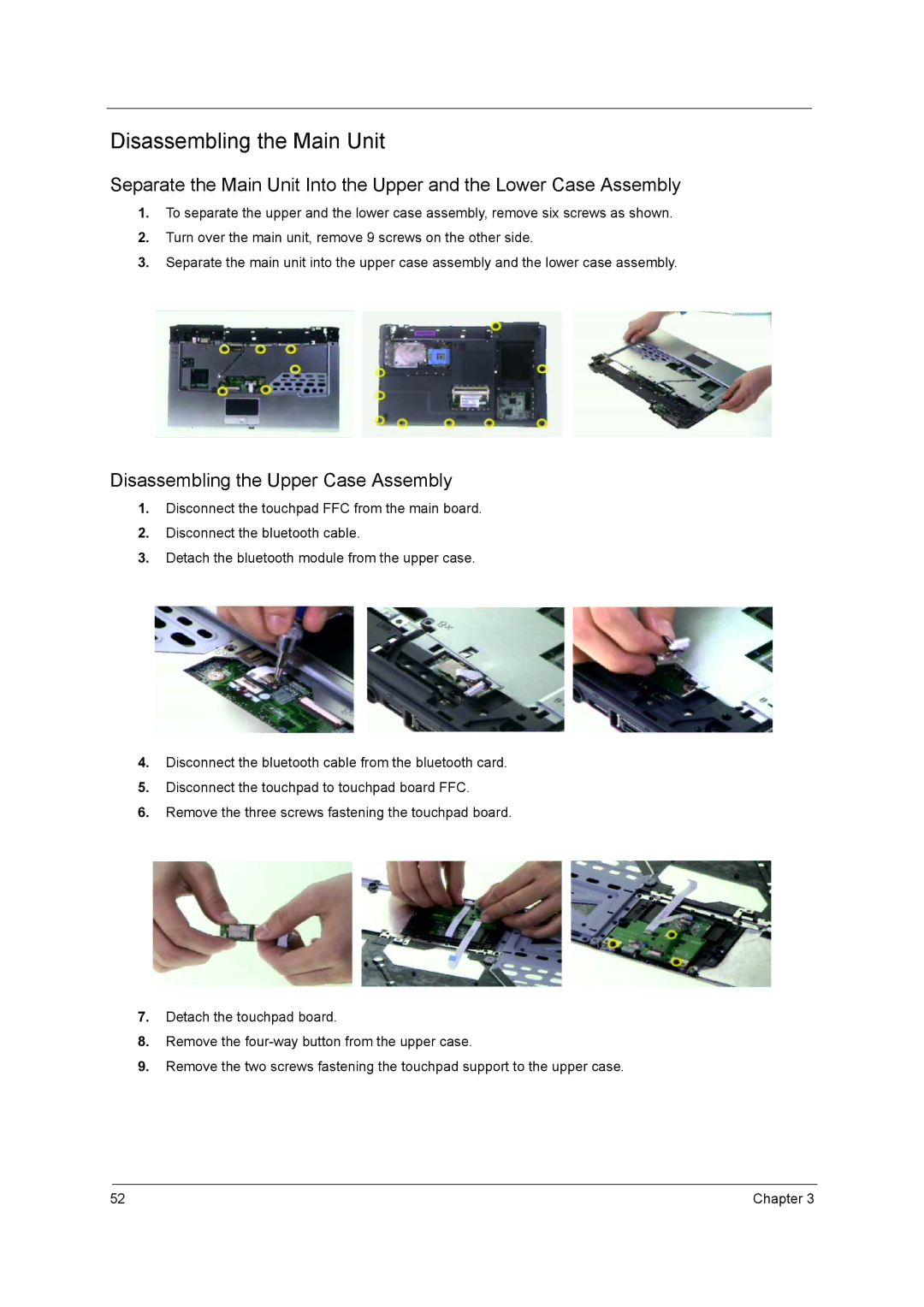 Acer 3210Z manual Disassembling the Main Unit 