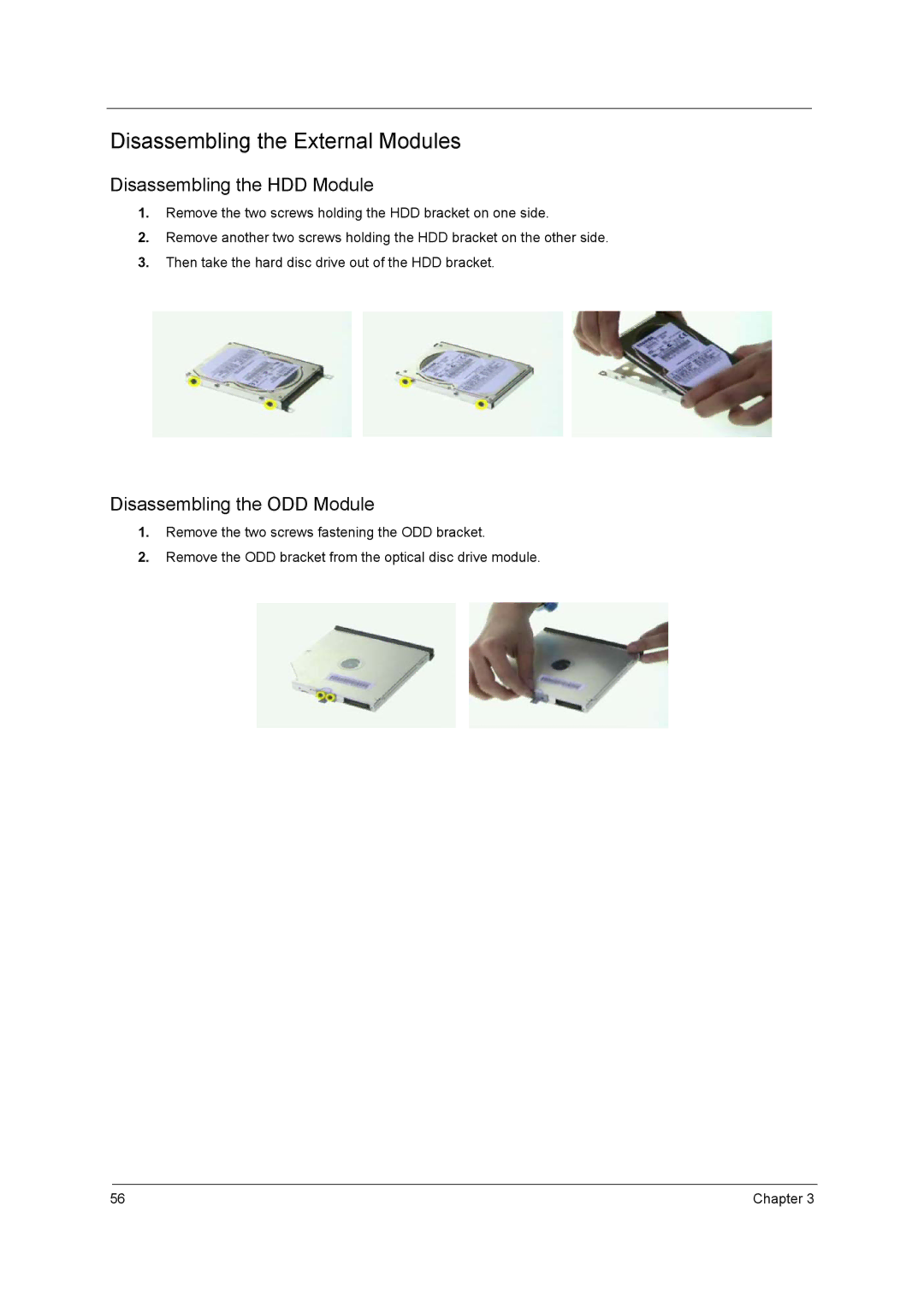 Acer 3210Z manual Disassembling the External Modules 