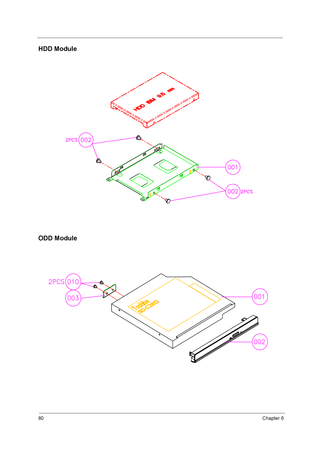 Acer 3210Z manual HDD Module ODD Module 