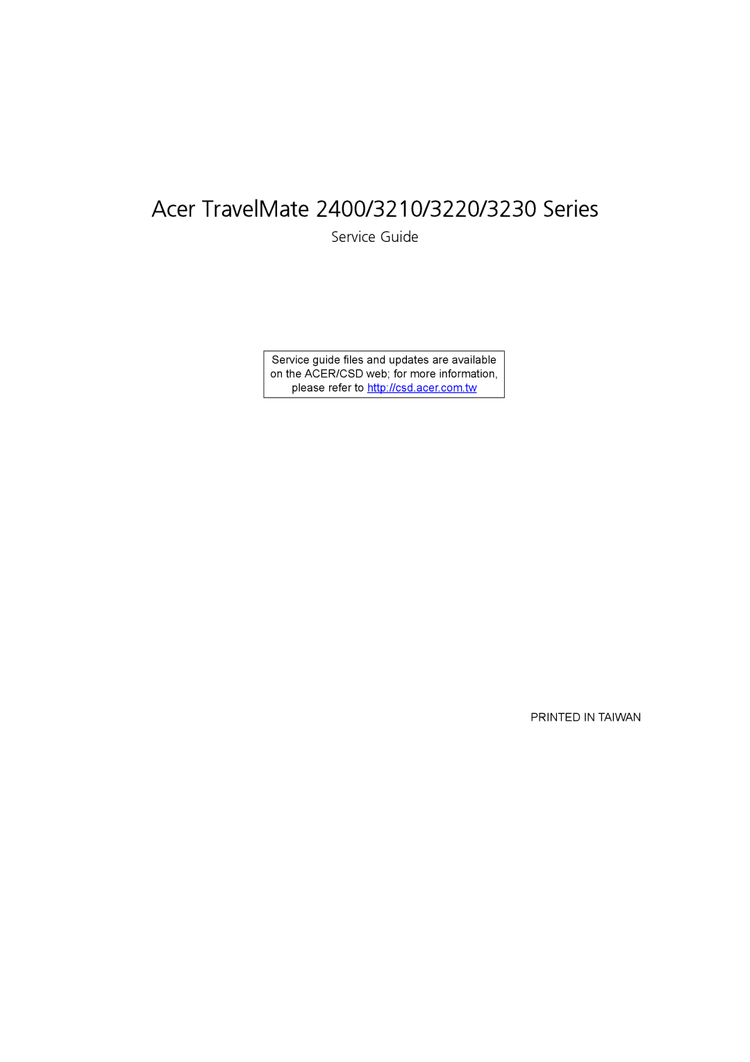 Acer manual Acer TravelMate 2400/3210/3220/3230 Series 