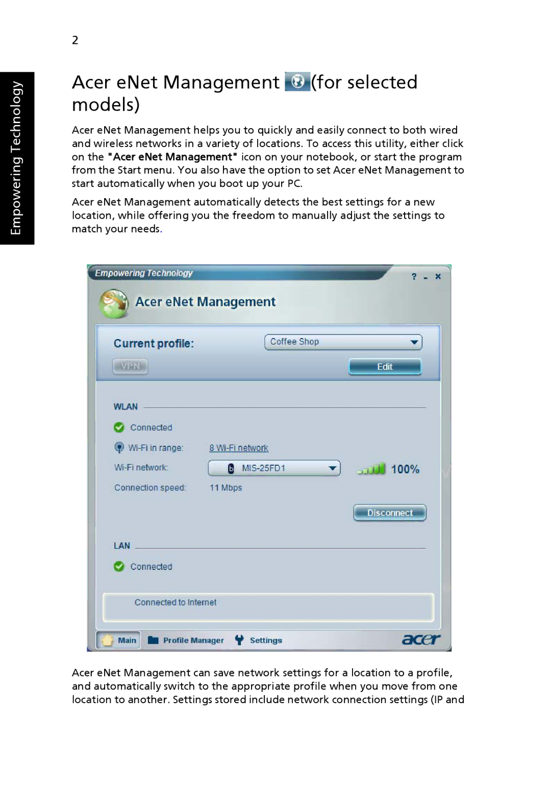 Acer 3250 Series, 2470 Series manual Acer eNet Management for selected models 